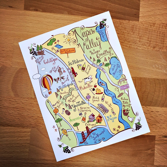 Napa Valley Map Full Color Note Card – Gooseberry Designs
