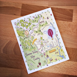 Sonoma Valley Map Full Color Note Card