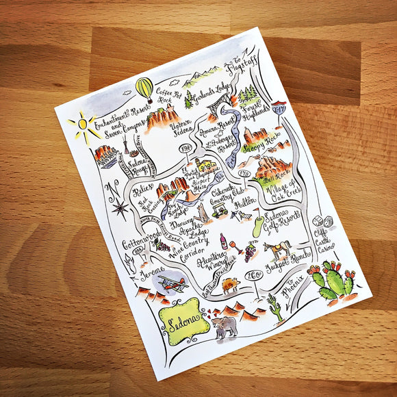 Sedona Map Full Color Note Card