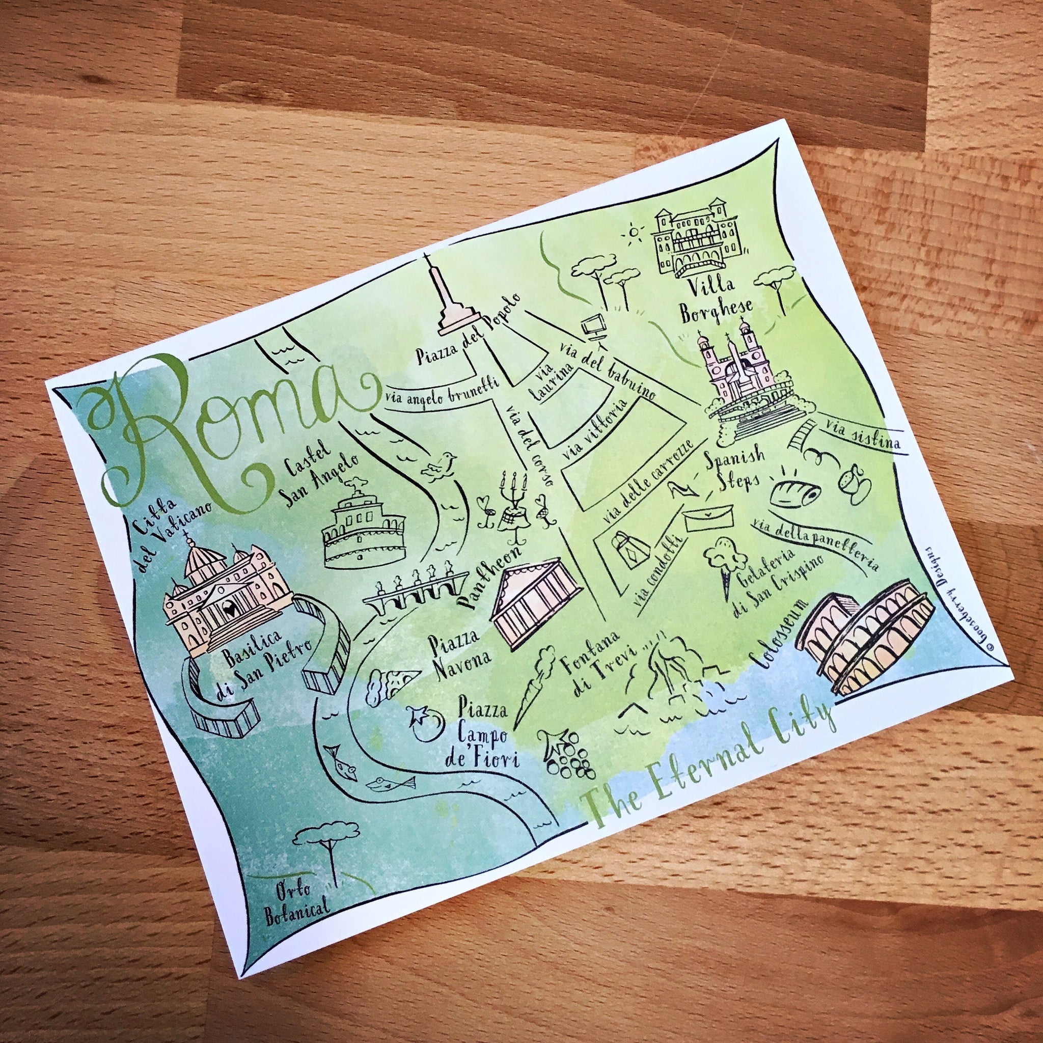 Rome City Map Full Color Note Card – Gooseberry Designs