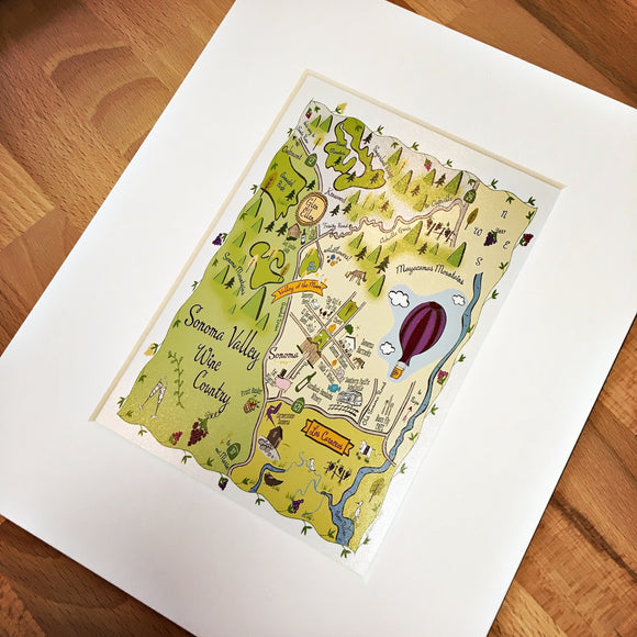Sonoma Valley Map Art Print