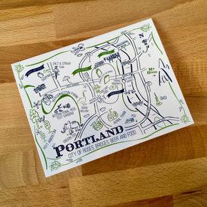 Portland Map Two Color Note Card