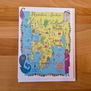 Mumbai Map Full Color Note Card