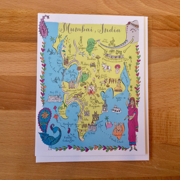 Mumbai Map Full Color Note Card – Gooseberry Designs