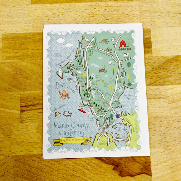 Marin County Map Full Color Note Card
