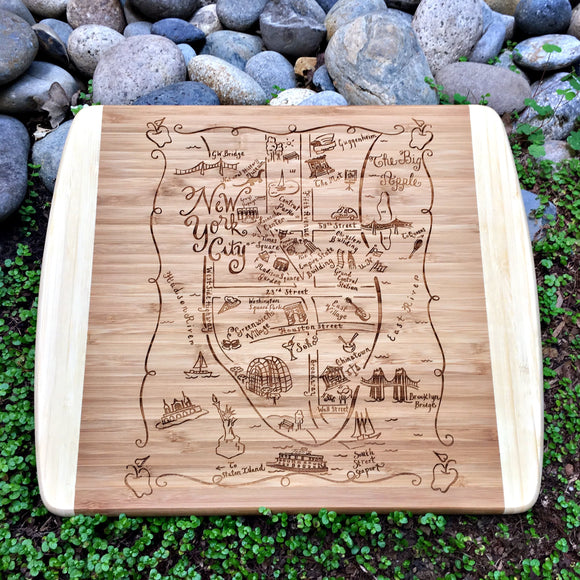 New York City Map Small Bamboo Cheese Board