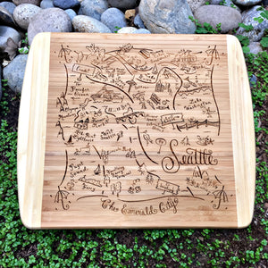 Seattle Map Small Bamboo Cheese Board