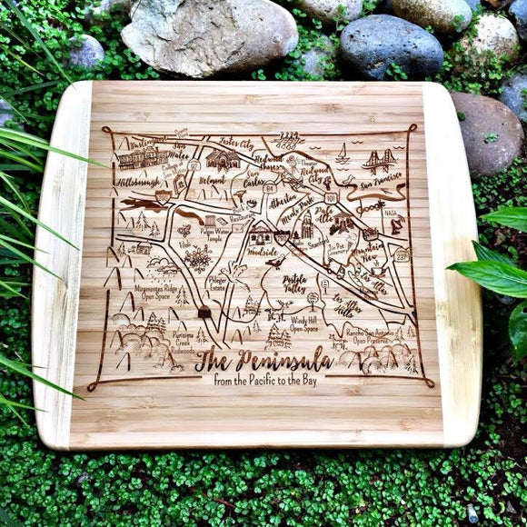SF Peninsula Map Small Bamboo Cheese Board