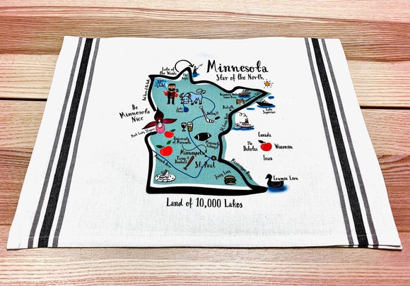 Minnesota State Map Kitchen/Tea Towel