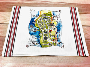 Harbour Island, Bahamas Map Kitchen/Tea Towel