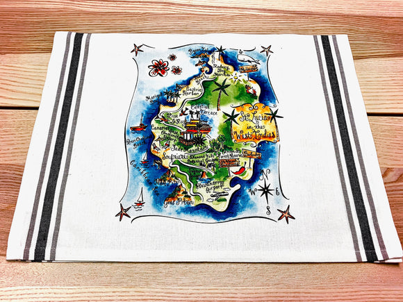 St Lucia Map Kitchen/Tea Towel