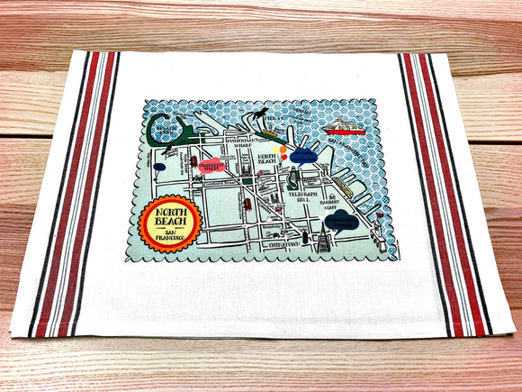 North Beach Map Kitchen/Tea Towel
