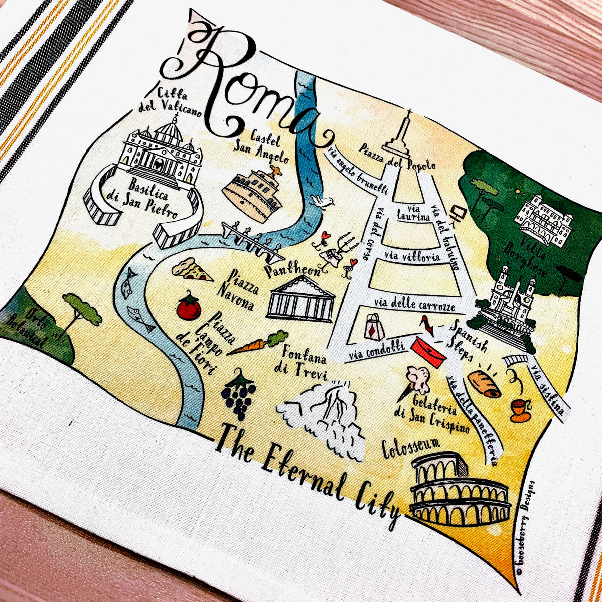 Roma Map Kitchen/Tea Towel – Gooseberry Designs