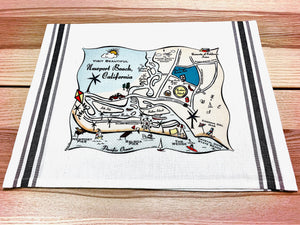 Newport Beach Map Kitchen Tea Towel