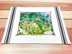 SF Peninsula Map Kitchen/Tea Towel