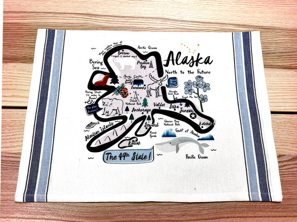 Alaska State Map Kitchen/Tea Towel