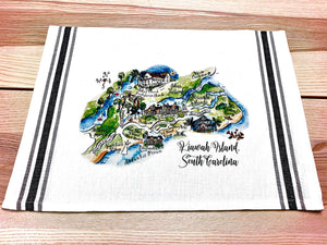 Kiawah Island, South Carolina Map Kitchen/Tea Towel