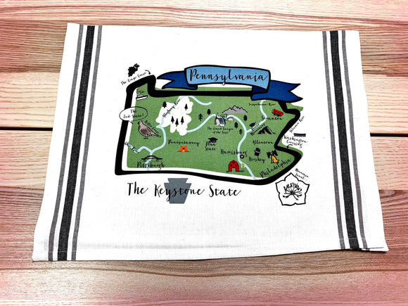 Pennsylvania State Map Kitchen/Tea Towel