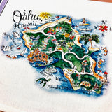 Oahu Map Kitchen/Tea Towel