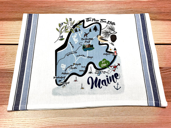 Maine State Map Kitchen/Tea Towel