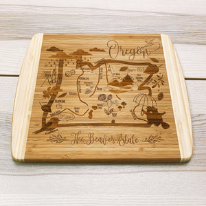 Oregon State Map Small Bamboo Cheese Board